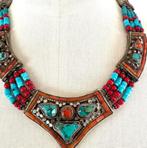 Tibetaanse mooie Boho ketting turkoois en koraal kralen CHCS, Sieraden, Tassen en Uiterlijk, Kettingen, Overige materialen, Nieuw