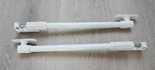 Twee witte TELESCOPISCHE RAAM UITZETTERS te koop, Doe-het-zelf en Verbouw, Hang- en Sluitwerk, Zo goed als nieuw, Schuif of Grendel