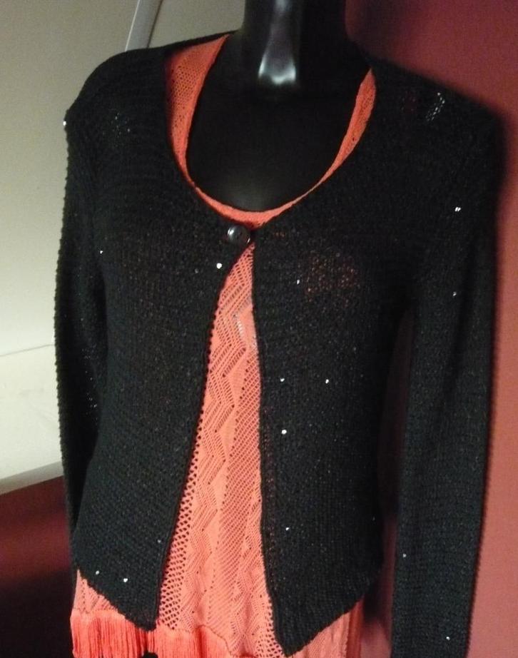 Scarva vest zwart met pailletjes mt 38, Kleding | Dames, Truien en Vesten, Zo goed als nieuw, Maat 38/40 (M), Zwart, Ophalen of Verzenden