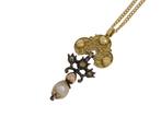 Mutsenbel 14k gouden ketting hanger diamant parel zeeland, Sieraden, Tassen en Uiterlijk, Ophalen of Verzenden, Goud, Hanger, Met edelsteen