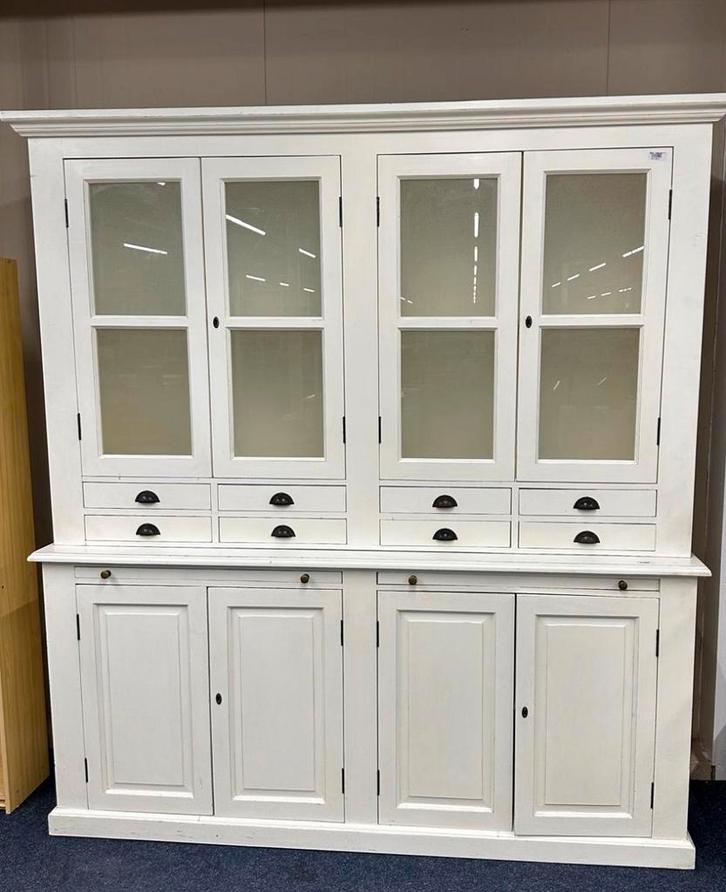 Landelijke buffetkast, Vitrinekast, Servieskast wit, Huis en Inrichting, Kasten | Buffetkasten, Gebruikt, 200 cm of meer, 150 tot 200 cm