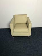 Fauteuil Domingo Italy, crème/wit leder, 75 tot 100 cm, Gebruikt, Leer, 75 tot 100 cm