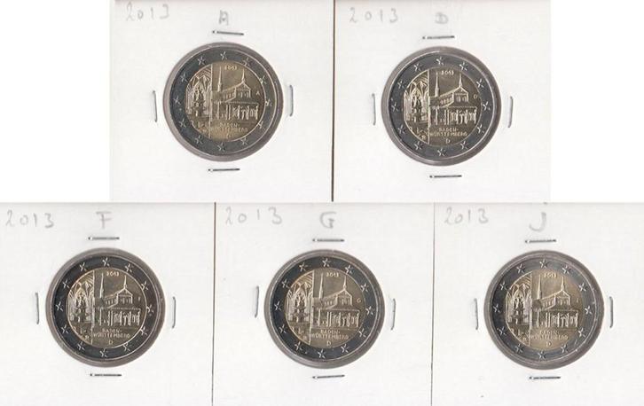 Duitsland 2 Euro Set "Baden-Württemberg" 2013 A-D-F-G-J UNC, Postzegels en Munten, Munten | Europa | Euromunten, Setje, 2 euro