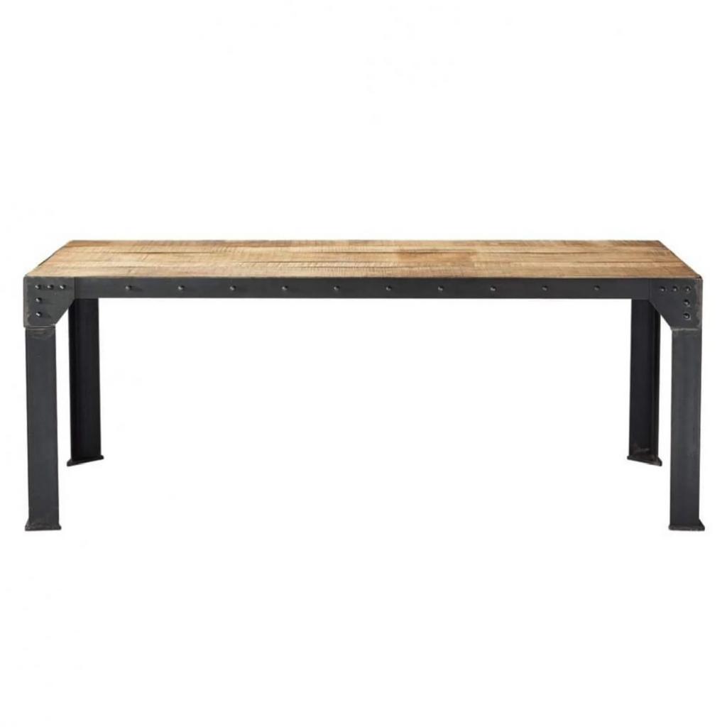 Industriële stalen eettafel 200 x 90 cm., Huis en Inrichting, Tafels | Eettafels, Zo goed als nieuw, 50 tot 100 cm, 200 cm of meer