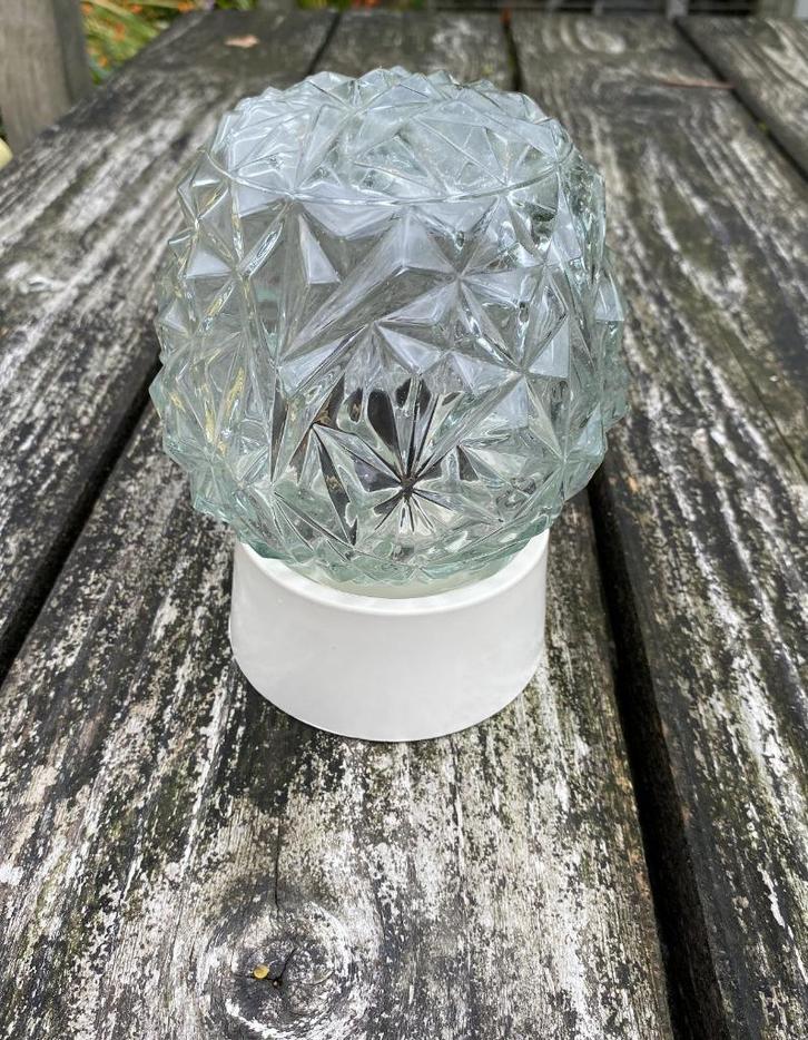 Leuke Sixties Lamp - vintage retro mid century design, Huis en Inrichting, Lampen | Plafondlampen, Zo goed als nieuw, Glas, Kunststof