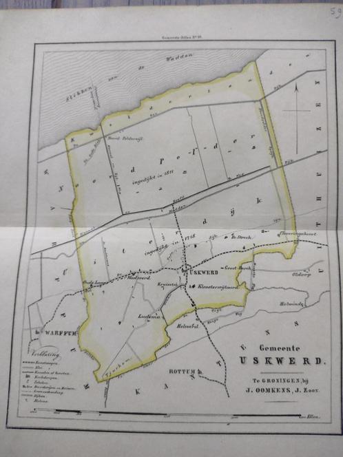 59 Uskwerd Rottum Warffum Uithuizen Noord Polderzijl 1862, Antiek en Kunst, Kunst | Litho's en Zeefdrukken, Ophalen of Verzenden