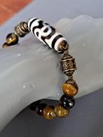 736 Antique dzi magic old agate tibetan tiger teeth/lotus, Ophalen of Verzenden