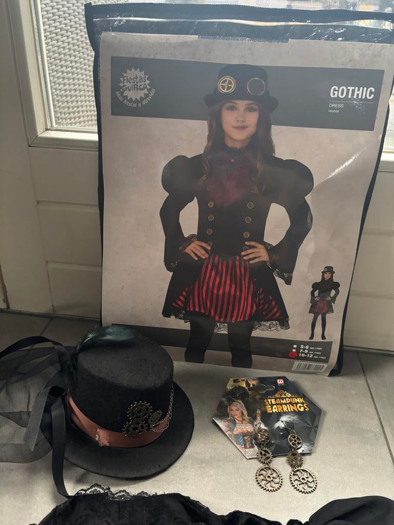 Gothic Steampunk Jurk - Maat 122/128, Kinderen en Baby's, Carnavalskleding en Verkleedspullen, Ophalen of Verzenden, Zo goed als nieuw
