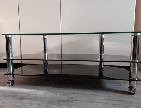 NIEUW! Glazen TV meubel, Glazen TV tafel op 4 wielen, Huis en Inrichting, Kasten | Televisiemeubels, Nieuw, Minder dan 100 cm