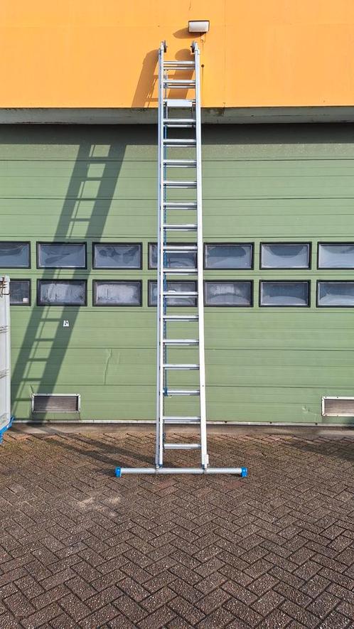 ladder 2 x 18 spots schuifladder, Doe-het-zelf en Verbouw, Ladders en Trappen, Gebruikt, Ladder, 4 meter of meer, Opvouwbaar of Inschuifbaar