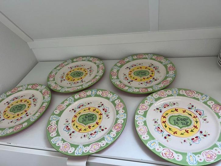 Set van 5 diner Borden jet ter steege - C'est la Vie, Huis en Inrichting, Keuken | Servies, Gebruikt, Bord(en), Overige stijlen