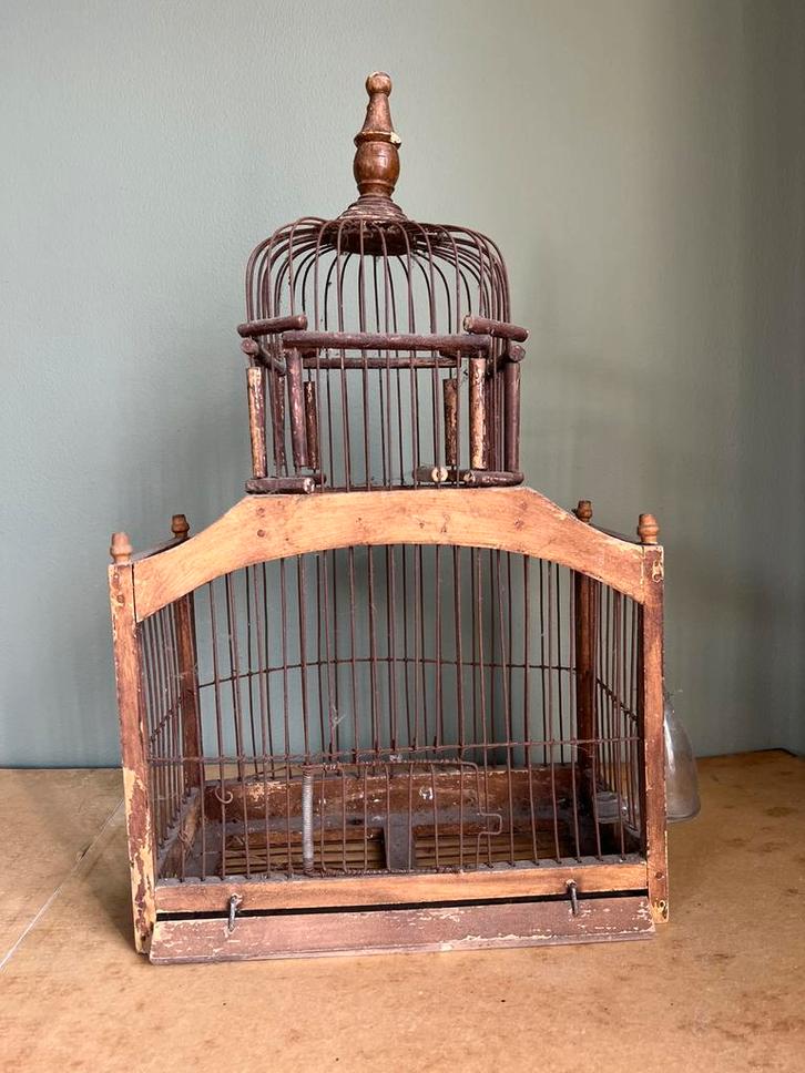 PRACHTIGE OUDE HOUTEN VOGELKOOI, Antiek en Kunst, Antiek | Woonaccessoires, Ophalen
