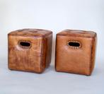 Casa Padrino luxe echt lederen krukken Bruin., Minder dan 50 cm, Gebruikt, Hout, Ophalen of Verzenden