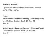 Adele tickets München, Tickets en Kaartjes, Concerten | Overige, Augustus, Twee personen