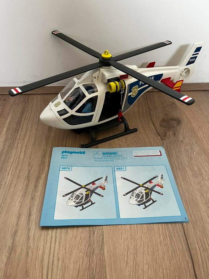 Playmobil Politiehelikopter met LED-zoeklicht – 6874, Kinderen en Baby's, Speelgoed | Playmobil, Zo goed als nieuw, Ophalen of Verzenden