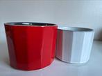 2 Vintage ADCO Bloempot MeerHoekig Rood Melkwit Gemerkt 60s, Ophalen of Verzenden