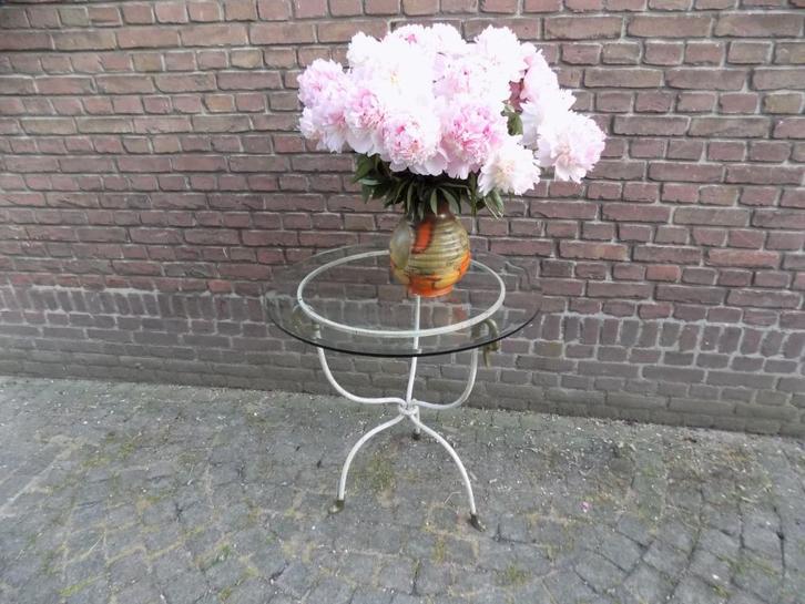 Salontafel tafel bijzettafel hollywood regency vintage rond, Huis en Inrichting, Woonaccessoires | Overige, Gebruikt, Ophalen