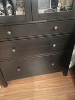 Zwarte Kasten combinatie met glazen deuren, 200 cm of meer, Eikenhout, Zo goed als nieuw, 25 tot 50 cm