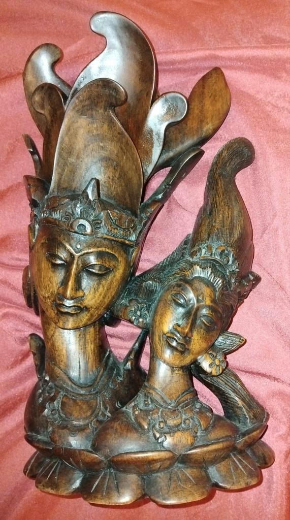Houtsnijwerk Bali - Rama en Sita, Antiek en Kunst, Kunst | Beelden en Houtsnijwerken, Ophalen of Verzenden