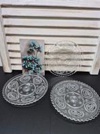 3 antieke persglas gebaksbordjes, Antiek en Kunst, Antiek | Glas en Kristal, Ophalen of Verzenden