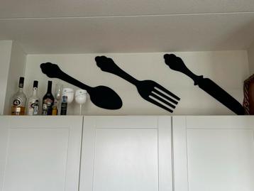 Grote Zwarte Bestekset - Keuken Decoratie beschikbaar voor biedingen