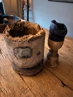 Oude houten vijzel landelijk interieur, Ophalen of Verzenden, Zo goed als nieuw