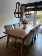 Teak Eettafel + 6 Stoelen, Huis en Inrichting, Stoelen, Ophalen, Gebruikt, Bruin, Vijf, Zes of meer stoelen