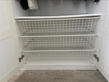 Ikea Pax Komplement 3 witte draadmanden met rails 100X58