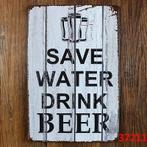 Nieuw Metalen Wandbord * Save Water Drink Beer 20x30cm, Ophalen of Verzenden, Nieuw