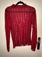 Meshtop rood met stippen, Kleding | Dames, Tops, Maat 42/44 (L), Ophalen of Verzenden, Zo goed als nieuw, Lange mouw