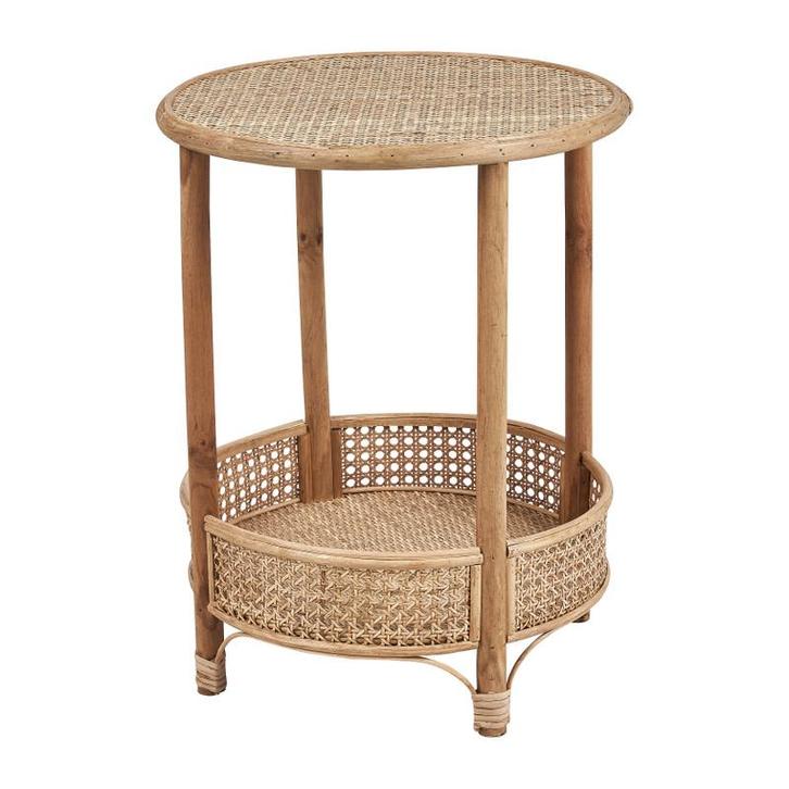 Bijzettafel rotan, Huis en Inrichting, Tafels | Bijzettafels, Zo goed als nieuw, Rond, 45 tot 60 cm, Minder dan 55 cm, Ophalen