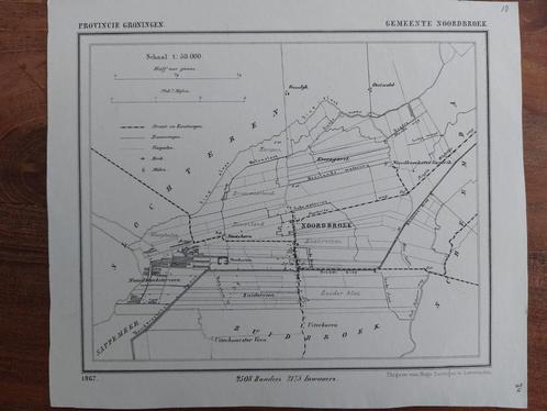34 / Gemeente Noordbroek  Liho uit 1867 van J. Kuyper, Antiek en Kunst, Kunst | Litho's en Zeefdrukken, Ophalen of Verzenden