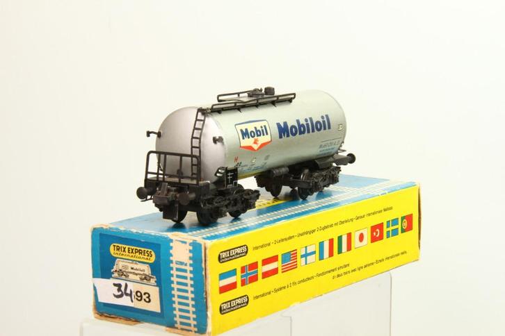 3493 Trix Express ketelwagen Mobiloil 4 assig, Hobby en Vrije tijd, Modeltreinen | H0, Zo goed als nieuw, Wagon, Gelijkstroom