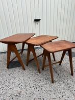 Vintage Deens mimeset bijzettafeltjes tafel teak fineer, Antiek en Kunst, Ophalen