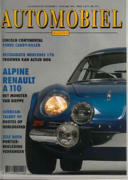 Automobiel 1 1993 : Alpine Renault A110 - Sunbeam Talbot 90, Boeken, Auto's | Folders en Tijdschriften, Gelezen, Algemeen, Ophalen of Verzenden