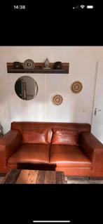 Cognac lederen banken, Huis en Inrichting, Ophalen of Verzenden, Zo goed als nieuw, 75 tot 100 cm