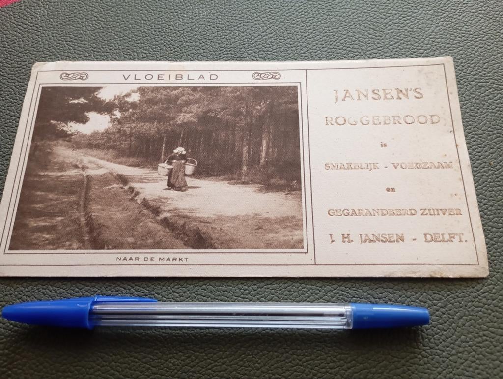 Vintage Vloeiblad Delft Jansen's Roggebrood Reclame izgst, Ophalen of Verzenden, Gebruikt