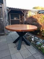 Ronde Eiken eettafel met Stalen Matrixpoot., Huis en Inrichting, Tafels | Eettafels, Ophalen, 100 tot 150 cm, Rond, Nieuw