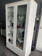 Witte Vitrinekast met Glazen Deuren, Antiek en Kunst, Ophalen of Verzenden