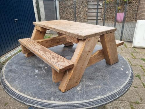 Mini Picknicktafel. Voor in konijnen of kippen ren, Tuin en Terras, Picknicktafels, Gebruikt, Rechthoekig, Hout, Ophalen