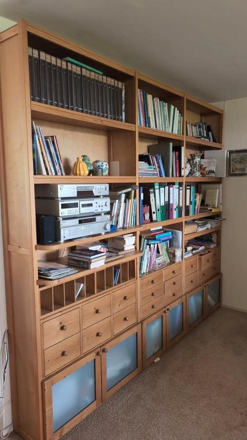Ruime boekenkast houten ladenkast grenen stellingkast wandka, Huis en Inrichting, Kasten | Wandmeubels, Gebruikt, Minder dan 150 cm