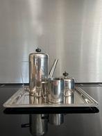 Vintage Koffieset met Dienblad, Ophalen of Verzenden, Gebruikt, Rechthoekig, Metaal