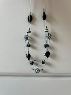Ketting met zwart witte glaskralen, Ophalen of Verzenden, Nieuw, Zwart, Overige materialen