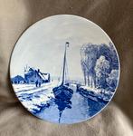 Delfts Blauw Wandbord met Winterlandschap, Ophalen