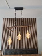Te koop mooie hanglamp, houten stronk met 3 lichtbollen, Ophalen, Gebruikt, Minder dan 50 cm