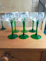 Vintage Louis sipp luminarc wijnglazen groene voet 6 stuks, Antiek en Kunst, Ophalen of Verzenden