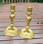 Twee brocante koper/messing kandelaars, Antiek en Kunst, Ophalen of Verzenden, Koper of Brons