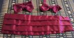 Cumberband en 2 strikken set rood voor gala smoking, Ophalen of Verzenden, Zo goed als nieuw, Rood