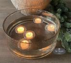 Glazen windlicht bubbles laag model stoer sober landelijk, Verzenden, Nieuw