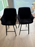 2 mooie zwart velours barstoelen draaibaar, Huis en Inrichting, Barkrukken, Ophalen, Draaibaar, 60 tot 90 cm, Zo goed als nieuw